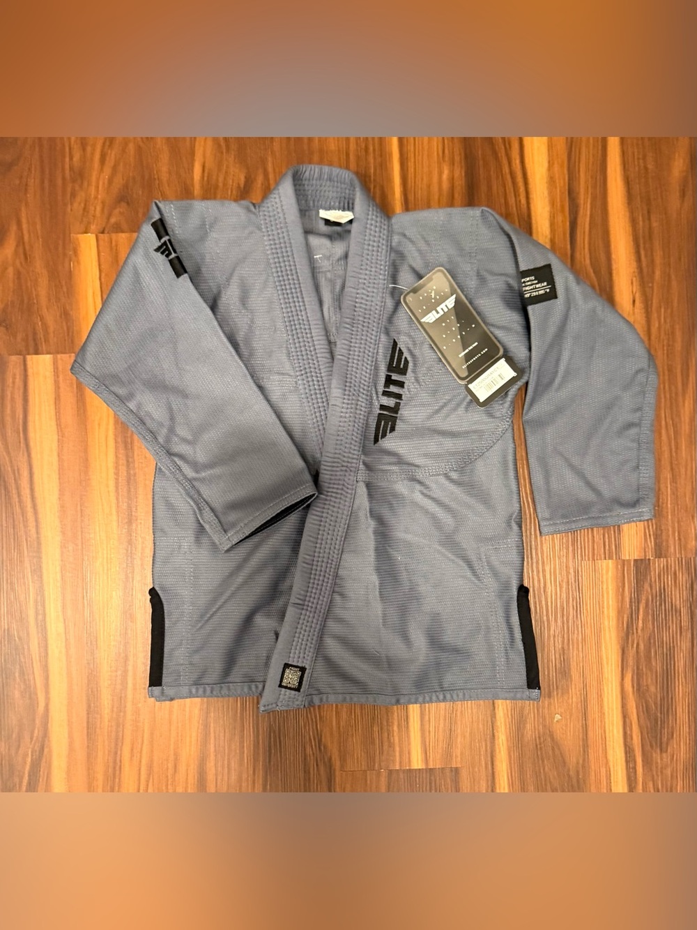 New (NWT) Elite Sports Ultra Lite Brazilian Jiu-Jitsu (BJJ) gi jacket in gray.